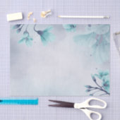 Aquarelllicht Aquamarin Blaue Blume Blumendekoupag Seidenpapier (Handwerk)