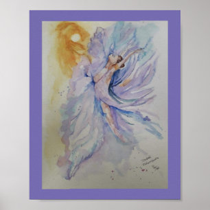 Aquarelllik Ballerina mit Sonne Jigsaw Puzzle Poster