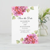 Aquarelllik Fuchsia-Blume. Rosa Blüte Save The Date (Stehend Vorderseite)