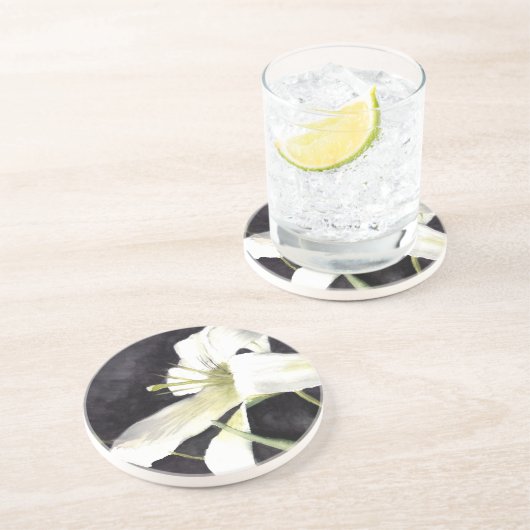 Aquarelllilie durch "Kunst durch Heide " Getränkeuntersetzer (Seite)