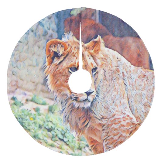 Aquarelllion Fleece Weihnachtsbaumdecke (Vorderseite)