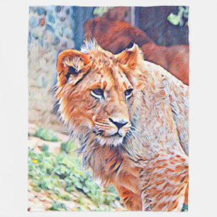 Aquarelllion Fleecedecke