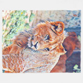 Aquarelllion Fleecedecke (Vorderseite (Horizontal))