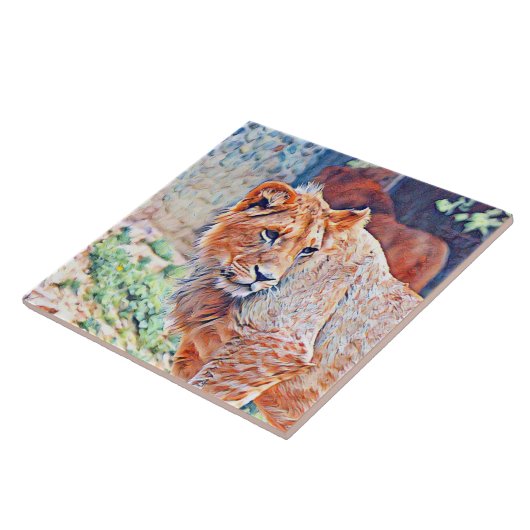 Aquarelllion Fliese (Seite)