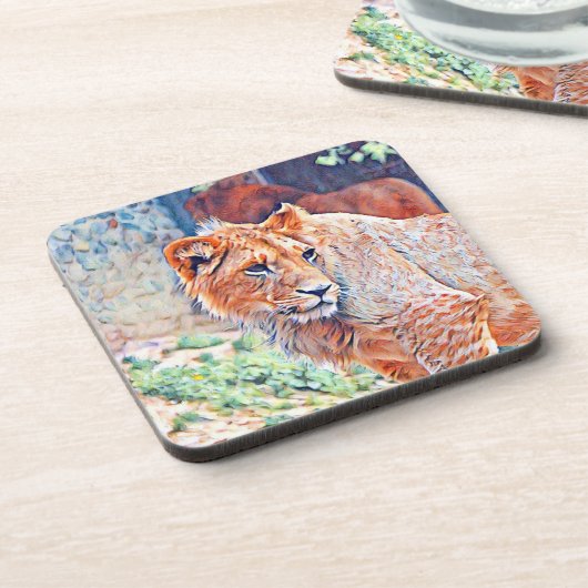 Aquarelllion Getränkeuntersetzer (Linke Seite)