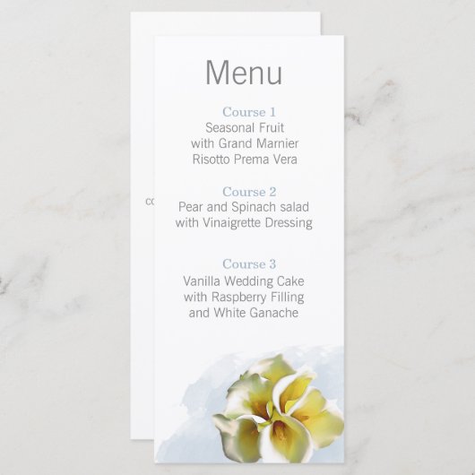 Aquarelllische Lilien Menükarte (Vorne/Hinten)