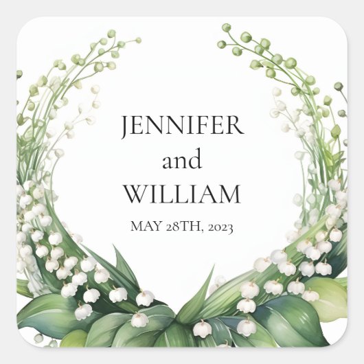 Aquarelllische Lily des Brautparty Quadratischer Aufkleber (Vorderseite)