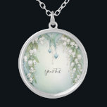 Aquarelllische Lily of the Valley Necklace Versilberte Kette<br><div class="desc">Schöne Wasserfarbenlilie im Tal Fußklass</div>
