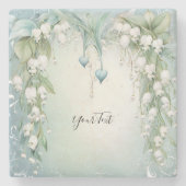 Aquarelllische Lily of the Valley Stone Untersetze Steinuntersetzer (Vorderseite)