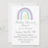 Aquarelllische Mini-Regenbogen Babydusche Einladung (Vorderseite)