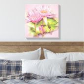 Aquarelllische Rosa Quadratzoll Leinwand Kunstdruc (Insitu (Schlafzimmer))