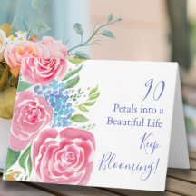 Aquarelllose Rose & Hydrangea 90. Geburtstag