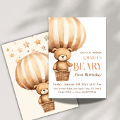Aquarellluftballon Beary 1. Geburtstag Einladung