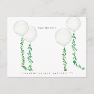 Aquarellluftballons mit grünem Verzweig Postkarte