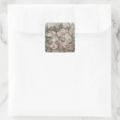 Aquarellmädchen Quadratischer Aufkleber (Tasche)