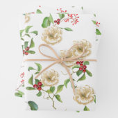 Aquarellmagnolien, rote Berries und Foliage  Geschenkpapier Set (Beispiel)