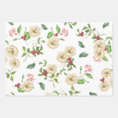 Aquarellmagnolien, rote Berries und Foliage  Geschenkpapier Set (Vorderseite)