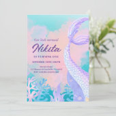 Aquarellmaid 1. Geburtstag Einladung (Stehend Vorderseite)