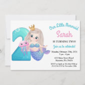 Aquarellmaid 2. Geburtstag Party Einladung (Vorderseite)