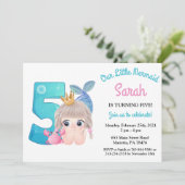 Aquarellmaid 5. Geburtstagsparty Einladung (Stehend Vorderseite)