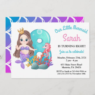 Aquarellmaid 8. Geburtstagsparty Einladung