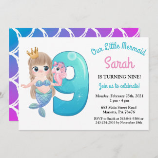 Aquarellmaid 9. Geburtstagsparty Einladung