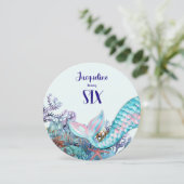 Aquarellmaid am 6. Geburtstag unter dem Meer Einladung (Stehend Vorderseite)