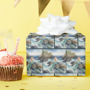 Aquarellmaid auf Felsen Geschenkpapier