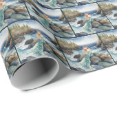 Aquarellmaid auf Felsen Geschenkpapier (Rolleneckpunkt)