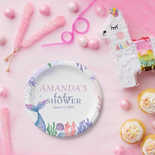 Aquarellmaid Babydusche Papierplatte Pappteller (Party)