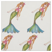Aquarellmaid mit langer Blondhaar Stoff (Muster)