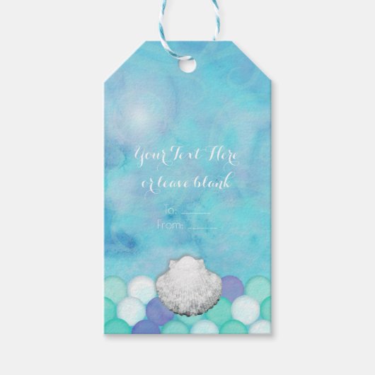 Aquarellmaid Scales Geburtstagsparty Gefallen Geschenkanhänger (Vorderseite)