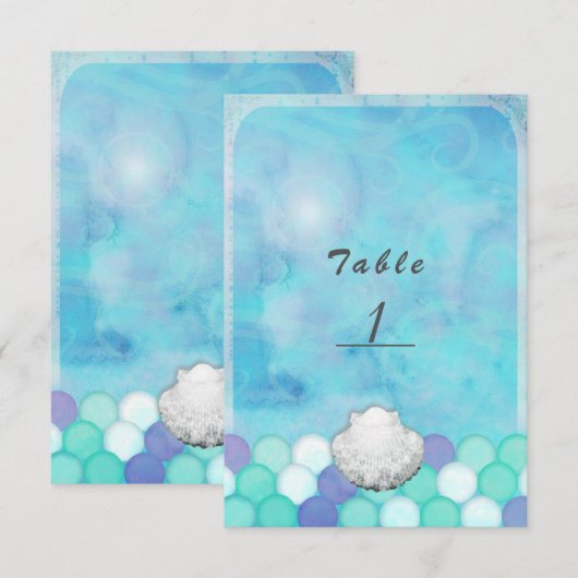 Aquarellmaid Scales Party Tischnummer Card (Vorne/Hinten)