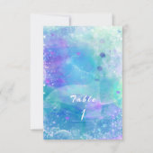 Aquarellmaid Schwanz Party Tischnummer Karte (Vorderseite)