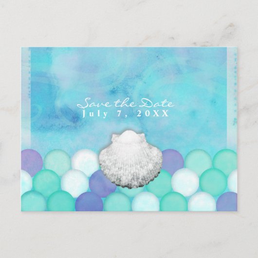 Aquarellmaid-Skala-Party Save the Date Ankündigungspostkarte (Vorderseite)