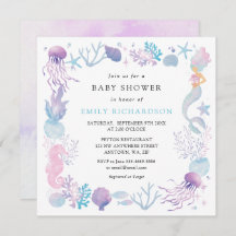 Aquarellmaid unter der Meeresbabydusche