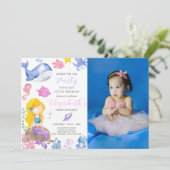 Aquarellmaid zum Geburtstag Einladung mit Foto (Stehend Vorderseite)