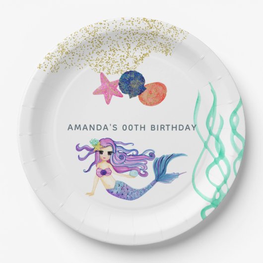 Aquarellmaid zum Thema Geburtstagspartei Pappteller (Vorderseite)