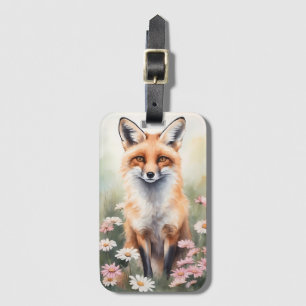 Aquarellmaler Fox mit dunklen Blume Gepäckanhänger