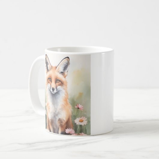 Aquarellmaler Fox mit dunklen Blume Kaffeetasse (Vorderseite Links)