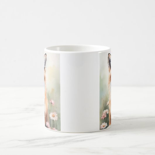 Aquarellmaler Fox mit dunklen Blume Kaffeetasse (Mittel)