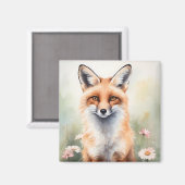 Aquarellmaler Fox mit dunklen Blume Magnet (Vorderseite/Rückseite)