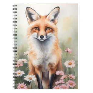 Aquarellmaler Fox mit dunklen Blume Notizblock