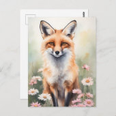 Aquarellmaler Fox mit dunklen Blume Postkarte (Vorne/Hinten)