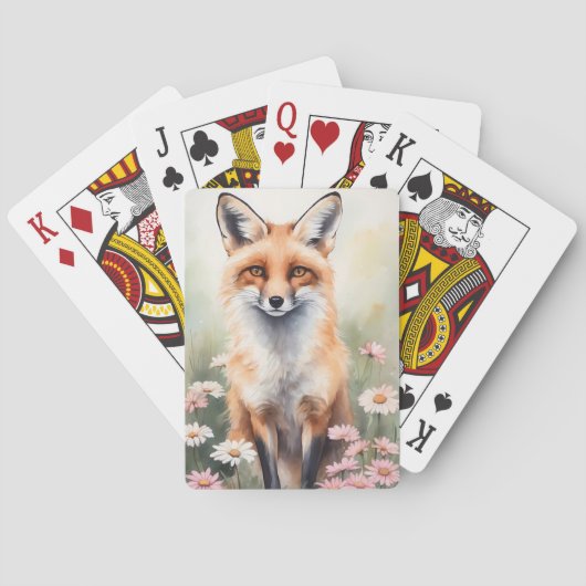 Aquarellmaler Fox mit dunklen Blume Spielkarten (Rückseite)