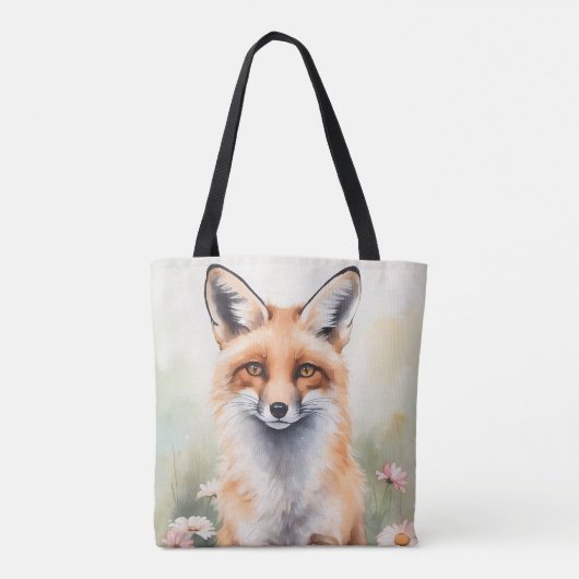 Aquarellmaler Fox mit dunklen Blume Tasche (Rückseite)