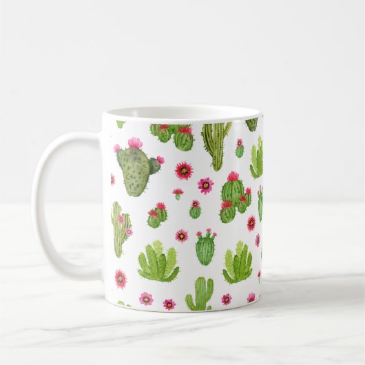 Aquarellmaler Kaktus nahtloser Muster Kaffeetasse (Links)
