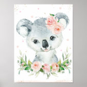 Aquarellmaler Koala Blush Pink Blumenwall Poster (Vorne)