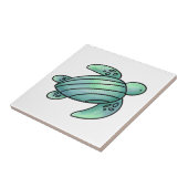 Aquarellmaler Meeresschildkröte Cartoon blau grün Fliese (Seite)