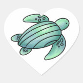 Aquarellmaler Meeresschildkröte Cartoon blau grün Herz-Aufkleber (Vorderseite)
